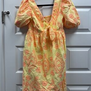 Lilly Pulitzer Yellow and Orange Puff Sleeve Sundress